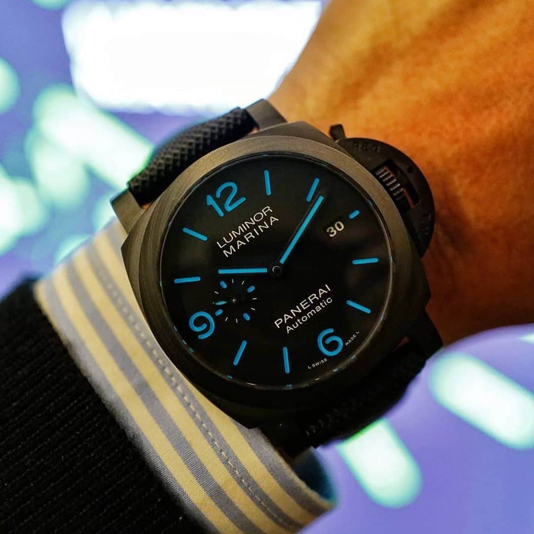 パネライのインスタグラム：「Have you become a fan of the #Panerai #PAM1661 Carbotech Luminor Marina? Pic by buddy @alexanderfriedman #paneraicentral」