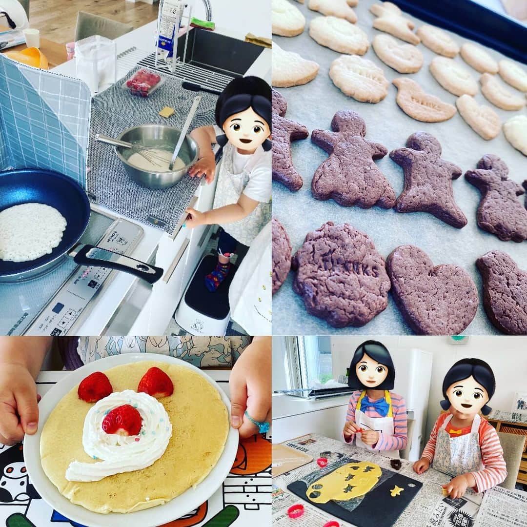 のインスタグラム：「おうち時間、子どもたちがクッキーとパンケーキ作りました🍪🥞こんなに長い時間、家族と過ごす大型連休は初めてです😅 #おうち時間 #メーテレ #アナウンサー #倉橋友和 #3密を避けて #stayhome #stayathome #コロナに負けるな」