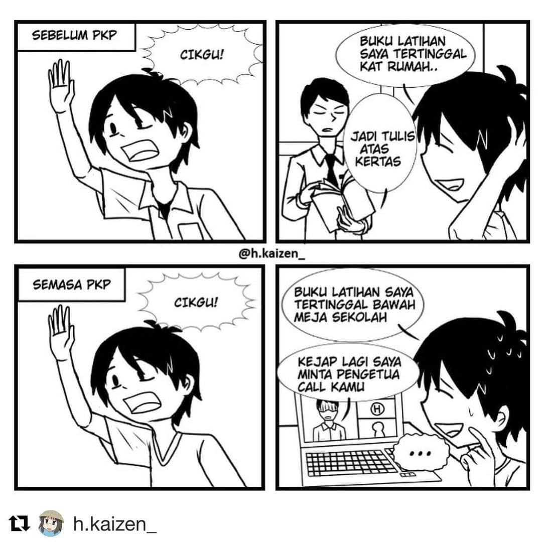 Koleksi Komik Malaysiaさんのインスタグラム写真 - (Koleksi Komik MalaysiaInstagram)「#Repost @h.kaizen_ with @get_repost ・・・ Sesiapa ada boleh relate ke? #komikmalaysia #komikstrip #komikstripmalaysia #medibangpaint #digitalcomic #blackandwhitecomic #covid_19quarantine #virtualclass #covid_19comic #stayathome」5月2日 16時52分 - tokkmungg_exclusive