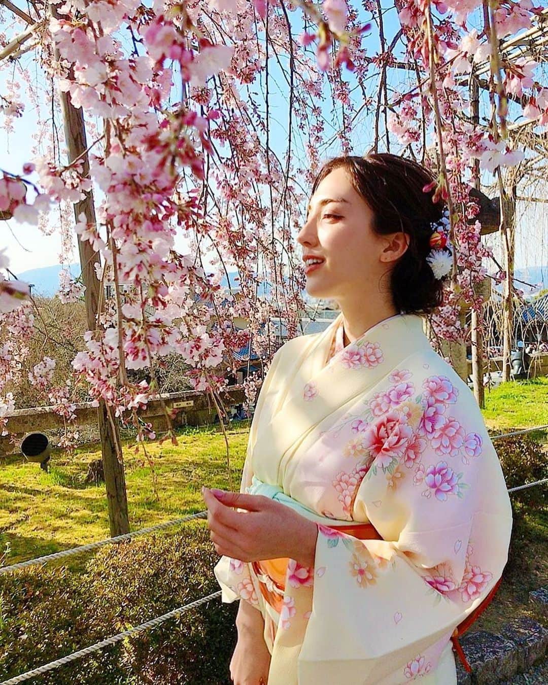 眞木美咲パメラさんのインスタグラム写真 - (眞木美咲パメラInstagram)「Cherry cherry pink bloom. We went to see cherry blossoms on March. The kimono I wore had a cherry blossom pattern.🌸 ....I think its cherry blossom.🤔 Maybe not. #Kyoto . 着物の写真もうちょっと載せたくて🌸 訪問着って素敵😚 3月に清水寺にいってきたときのだよ まだちょこっとしか咲いてなかったけど綺麗でした✨ このあとは食い倒れツアーしたよ😂 . . . . . . .  #着物#kimono #girlstrip#trip#女子旅 #桜 #お花見#京都 #cherryblossom  #ootd#trip#girlstrip #love #赞#likelike  #粉我#时装#ファッション」5月2日 18時05分 - pamypamypamy