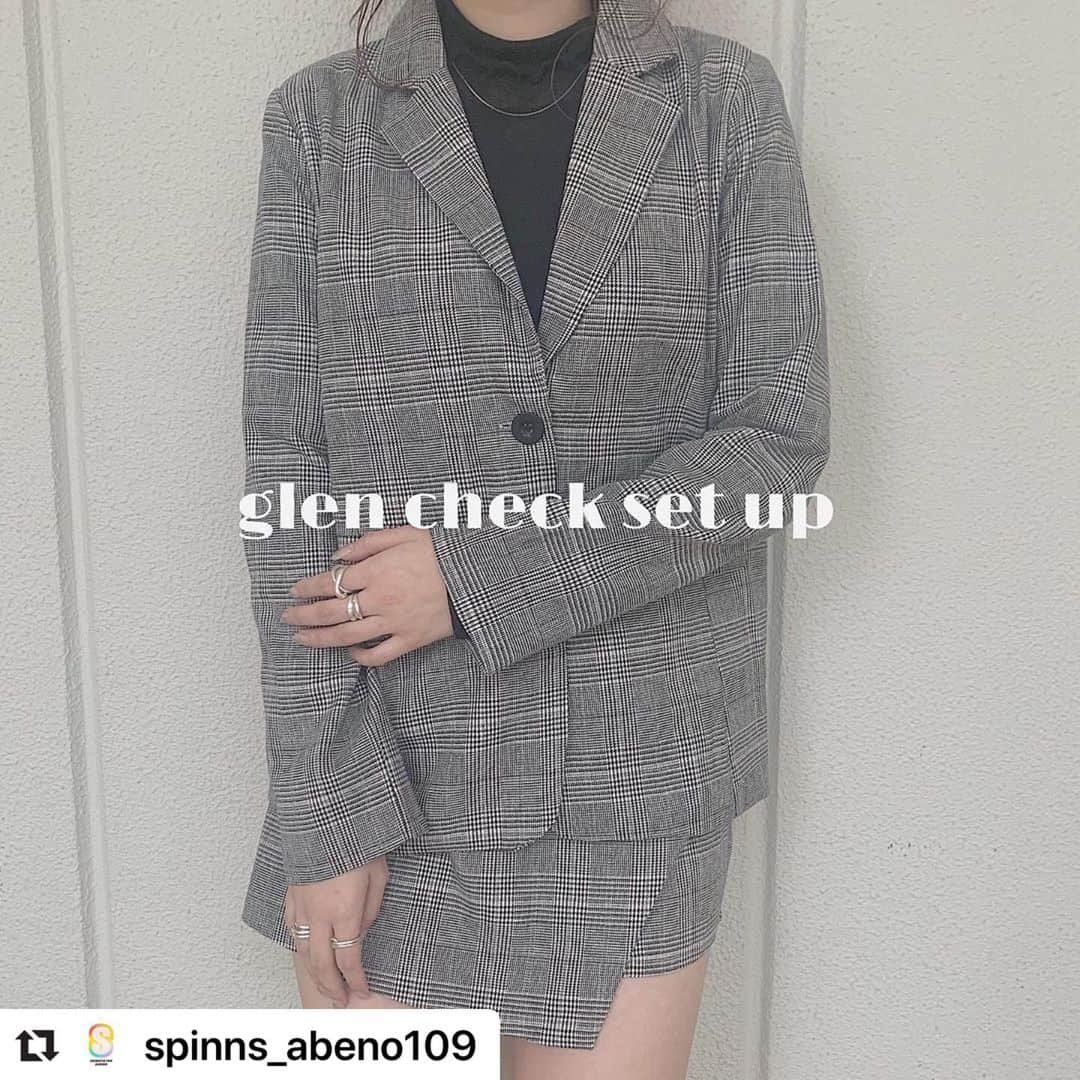 スピンズさんのインスタグラム写真 - (スピンズInstagram)「#Repost @spinns_abeno109 with @make_repost ・・・ ♡girls rule♡ glen check set up * price:¥4,380+tax * *  ガールズルールのNEWアイテム💗 巻きスカート風のショートパンツとジャケットの2点セットでお得😽💕set upとして着るのはもちろん1点ずつコーディネートの着回しアイテムとしても◎！ #instalove  #followme#ootd#outfit#fashion #casual#cute#cool#girl#mery#rili_tokyo  #セットアップ#setup#ガールズルール#girlsrules  #おしゃれ#お洒落さんと繋がりたい #スピンズ #spinnsoulcampinas」5月2日 19時18分 - spinns_official