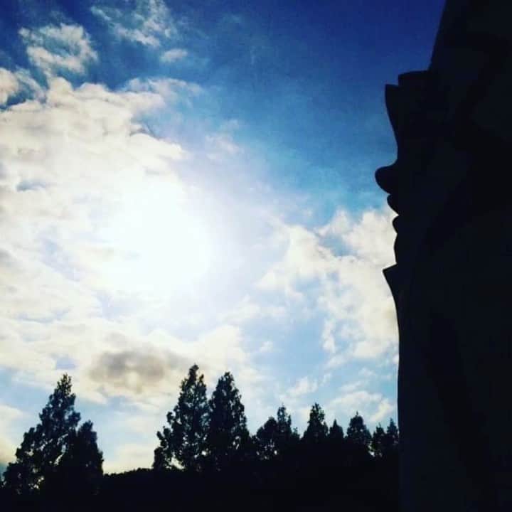和田美枝のインスタグラム：「🌲🌲🌞🌲🌲 #太陽の塔 #シルエット #お気に入りな一枚 #空を動かしてみた」