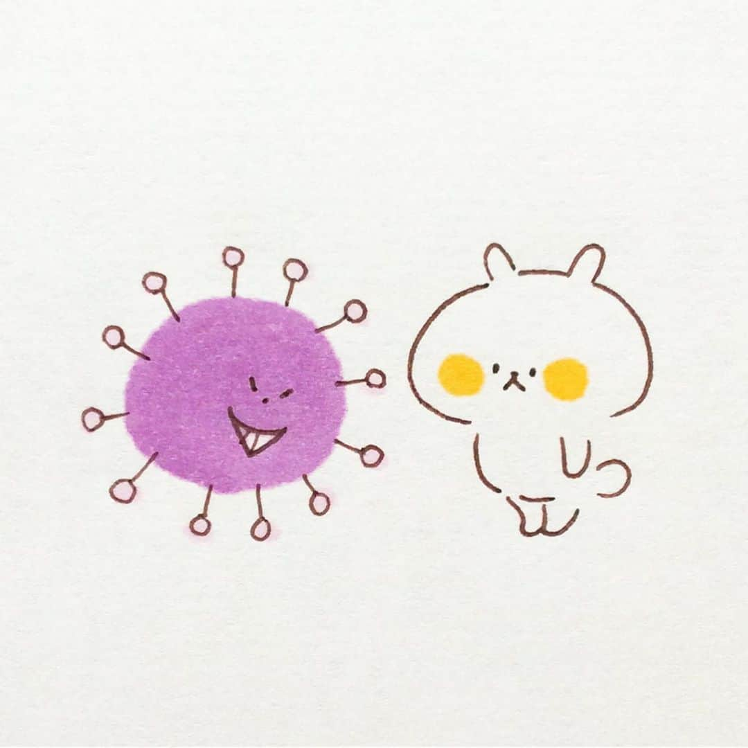 カモさんのインスタグラム写真 - (カモInstagram)「撃退 #ウイルス#virus#イラスト#illustration#ウサギタケ#usagitake」5月3日 9時51分 - illustratorkamo