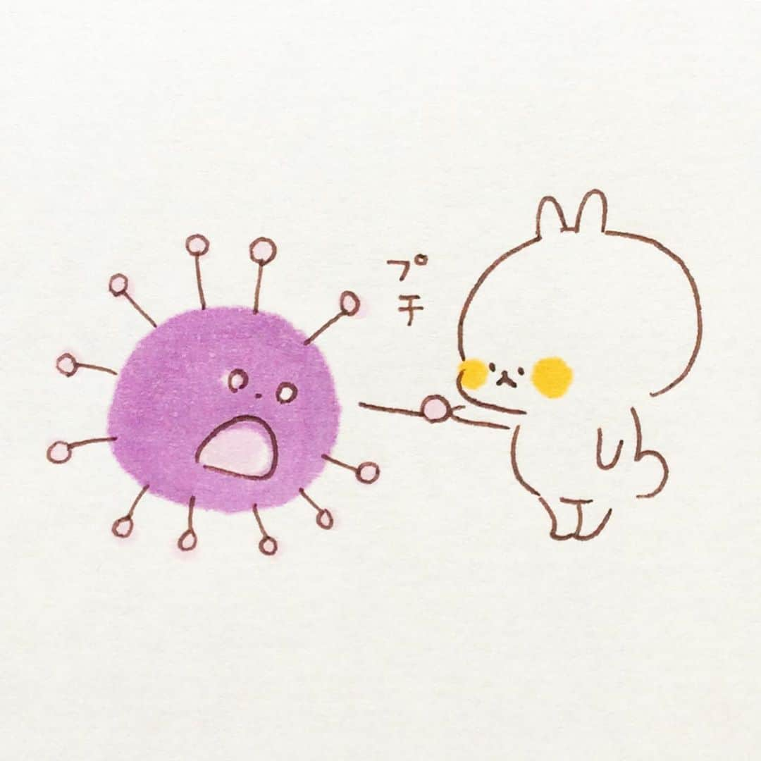 カモさんのインスタグラム写真 - (カモInstagram)「撃退 #ウイルス#virus#イラスト#illustration#ウサギタケ#usagitake」5月3日 9時51分 - illustratorkamo