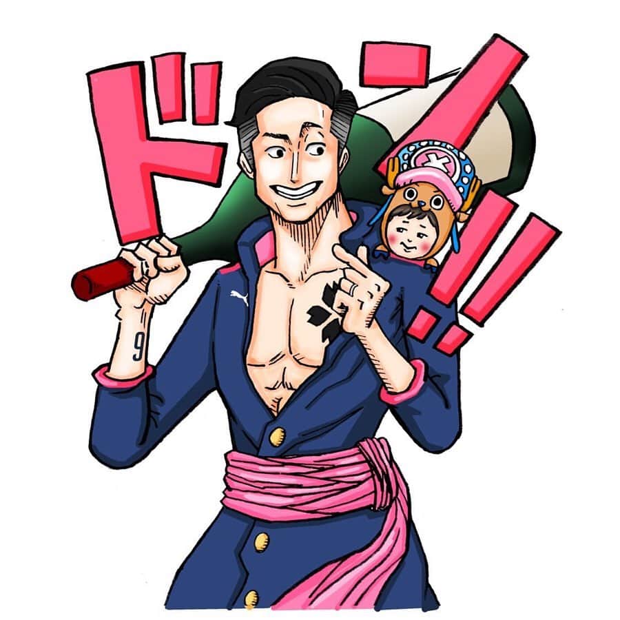 都倉賢のインスタグラム：「#都倉がワンピースキャラなら のグランプリはこの作品となりました👏👏👏 沢山のイラスト本当にありがとうございました😊 良いものが多すぎて本当に悩みすぎて昨日は8時間しか寝れなかったです…。 このイラストをインスタのプロフ写真としてさっそく使わせて頂きます！！！ グランプリを獲得した @hiro10ike さんおめでとうございます！そして有難うございました！！！ これからサッカーをワンピースを宜しくお願いします🤲」