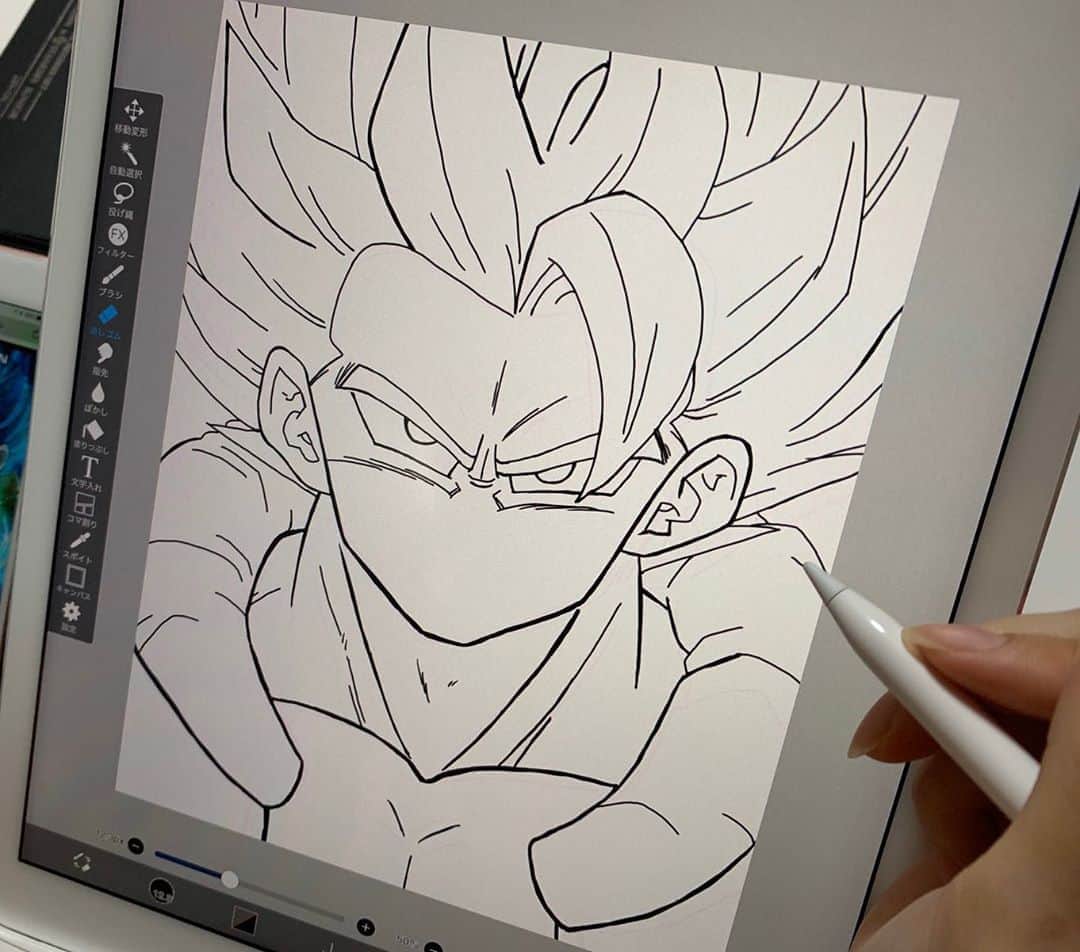 牧野真莉愛さんのインスタグラム写真 牧野真莉愛instagram 本日のイラスト ドラゴンボール超 ブロリー ゴジータ描いてます いま描いてる途中 つづく 鳥山明 先生 ドラゴンボール ドラゴンボール超 モーニング娘