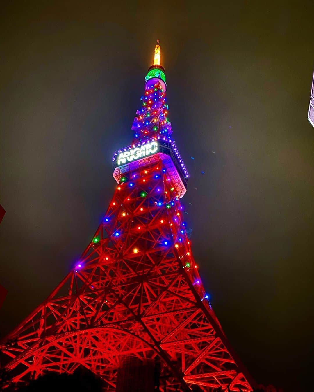 石田美奈子のインスタグラム：「ᴛᴏᴋʏᴏ ᴛᴏᴡᴇʀ🗼 . #東京タワー 、本日限定の「希望の7色ライトアップ」🌈 こんな日が来るなんて思ってもいなかった、今までと一変した日々が続いていますね。 東京タワーを見るといつも元気をもらえます☺︎ . 最前線で闘う医療従事者の方々 今日もありがとうございます。 感謝と尊敬の気持ちを込めて…⭐︎ . @tokyotower_official . . (三密を避けるために混雑時間を避けてランニングしています。) . #タワーからarigato #医療従事者に感謝 #医療従事者にエールを #コロナに負けるな #tokyotower #stayhome」
