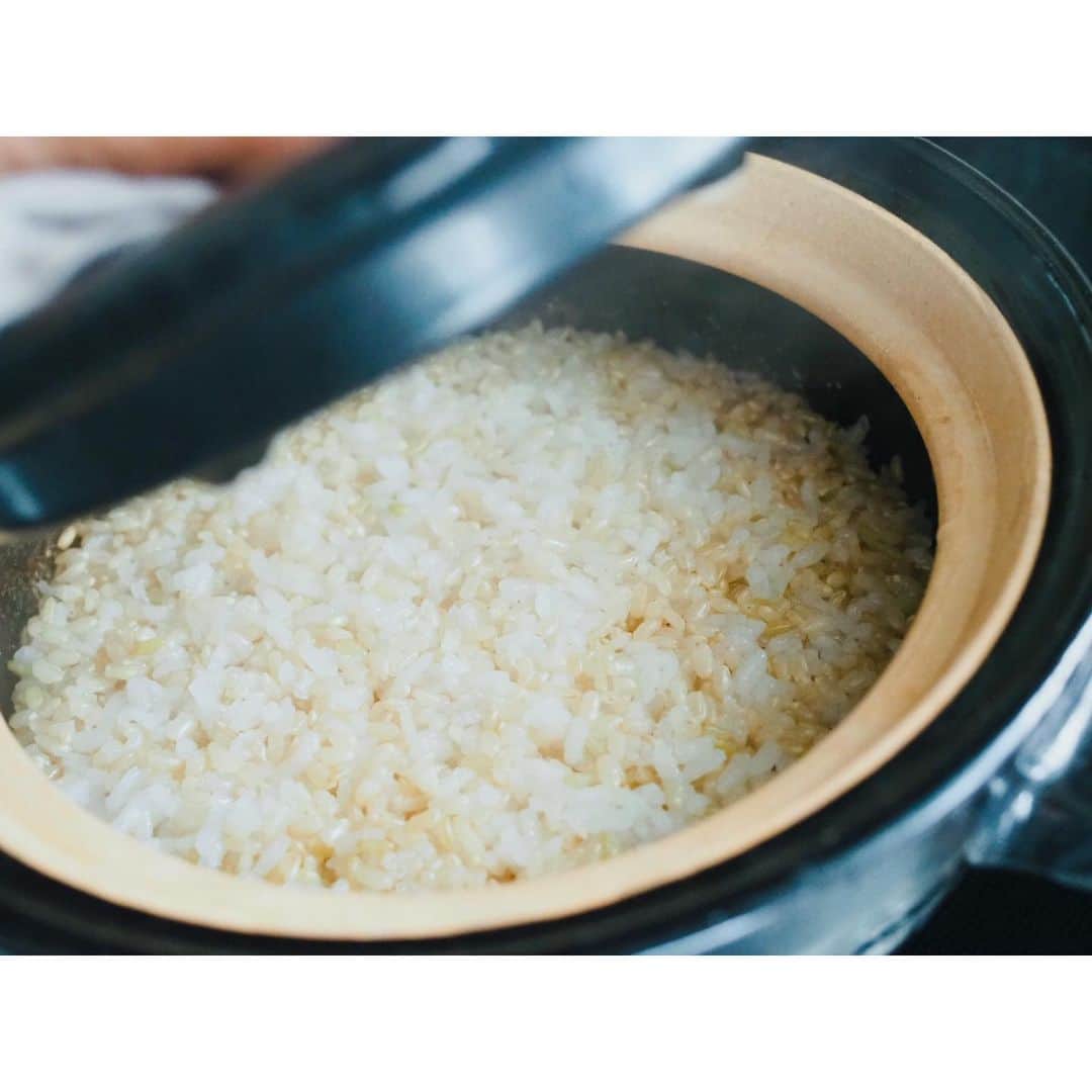 高山都さんのインスタグラム写真 - (高山都Instagram)「うちでの炭水化物は、だいたい玄米。 グルテンフリーとか、そういうのではないけど、1番体調が整うから、結果玄米を選んでしまう。 白米にビタミンやミネラル、亜鉛…などの栄養の服を着せたお米が玄米なのです。 夜はお米を食べないので、朝や昼の玄米はワタシにとって信頼できる存在の食べ物。 玄米2:白米1の割合で炊いてます。 栗原心平さん @shimpei_kurihara からまわってきた #祈るおむすびバトン  具は、生姜のすりおろしとお酒とみりんと醤油で煮た鶏そぼろです。 玄米の固さと程よくジュワッと馴染んで美味しい。 玄米は @daybyday__2016  海苔は佐賀のものを。 塩は小豆島の御塩を。 ロケバスの中で、早朝に食べるおむすびも、よくそぼろを選んでしまう。 さて、次にまわすのは、妹はん　@nao_70koro どんなおむすびを作るんだろうか。  そして、この玄米の素晴らしさを教えてくれた @taearth821  やってくれる…かな…ダメ元でリクエストしちゃえ…ここのおむすびが大好きなのです @hiyori_shibuya 🍙  ぜひ、みんなの美味しいおむすびが見たいです。  #みやれゴハン」5月4日 10時51分 - miyare38