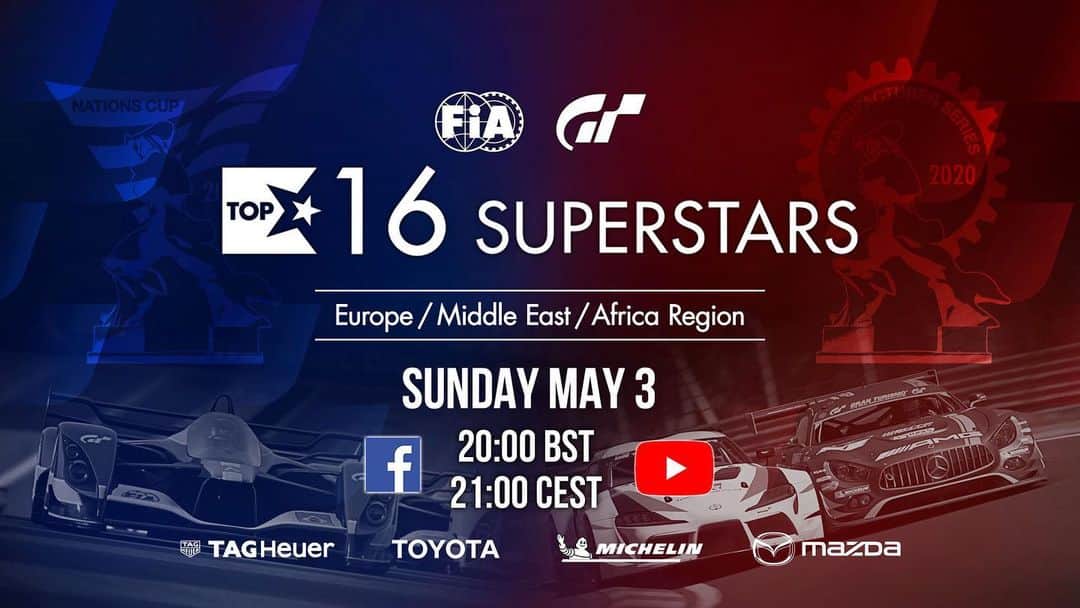 のインスタグラム：「Hoy a las 21.00h (CEST) estaremos retransmitiendo y comentando desde nuestros estudios en casa, el primer #TOP16 Super Estrellas de 2020.  #CopadeNaciones @circuitdebcncat Gr.2 #Serie de Fabricantes @Dragon Trail Gr.2 Producción de calidad con entrevistas a algunos de nuestros favoritos 🇪🇸. No os lo perdáis! Enlace en mi bio. #FIAGTC @thegranturismo @playstationes」