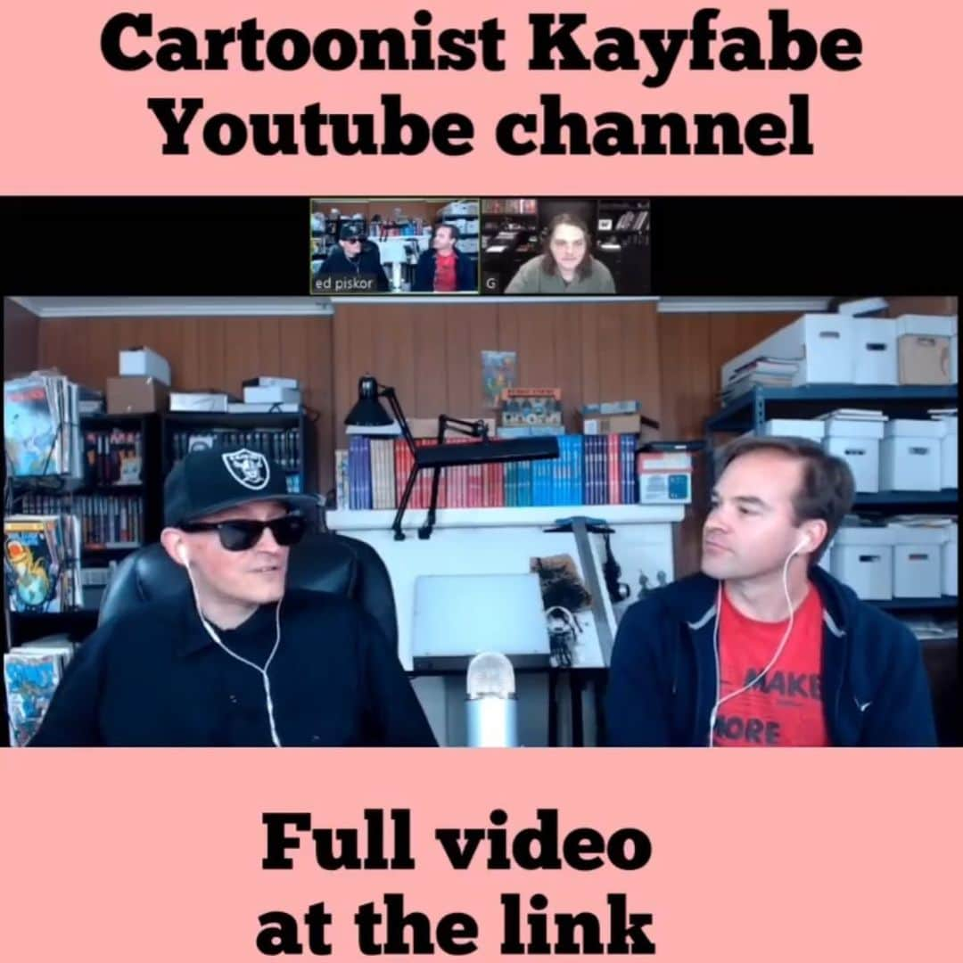 ジェラルド・ウェイのインスタグラム：「I got to participate in one of the coolest things in comics— an interview with @cartoonist.kayfabe! @ed_piskor @jimruggart and I go deep into my comics past. The interview is live now on their youtube channel, which you can find by clicking the link in their bio. I had a lot of fun doing this with such cool and talented people. You should check out their interviews if you want to see deep discussions and interviews about comics. #cartoonistkayfabe #comics」