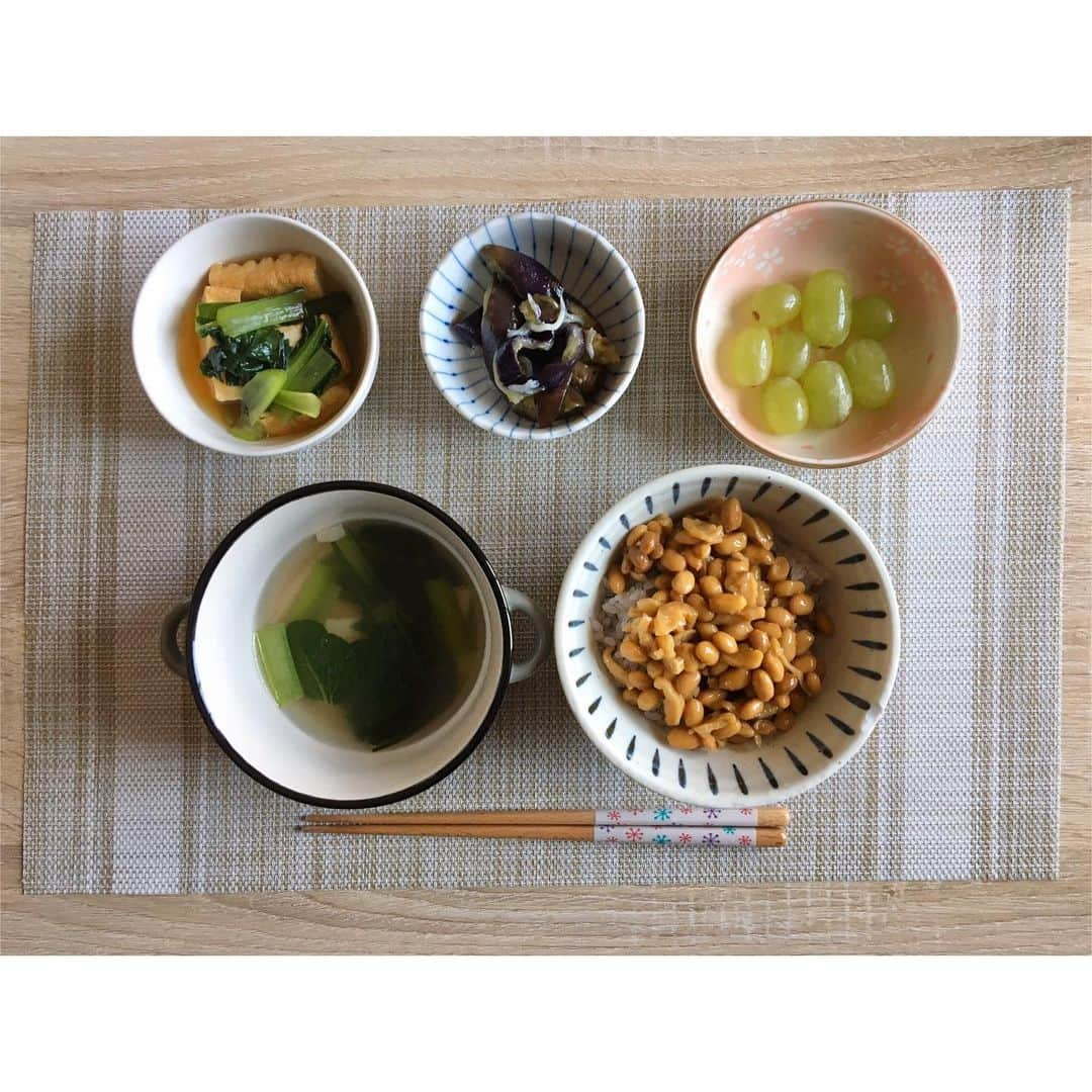 土橋ココさんのインスタグラム写真 - (土橋ココInstagram)「. #和食ご飯  だるま納豆のそぼろ納豆おいしいですよ〜切り干し大根が入ってるんですよ〜おつまみにも合うみたいですよ〜あ、お茶碗欠けてる...😦 #納豆大好き」5月4日 19時38分 - niko_d.k