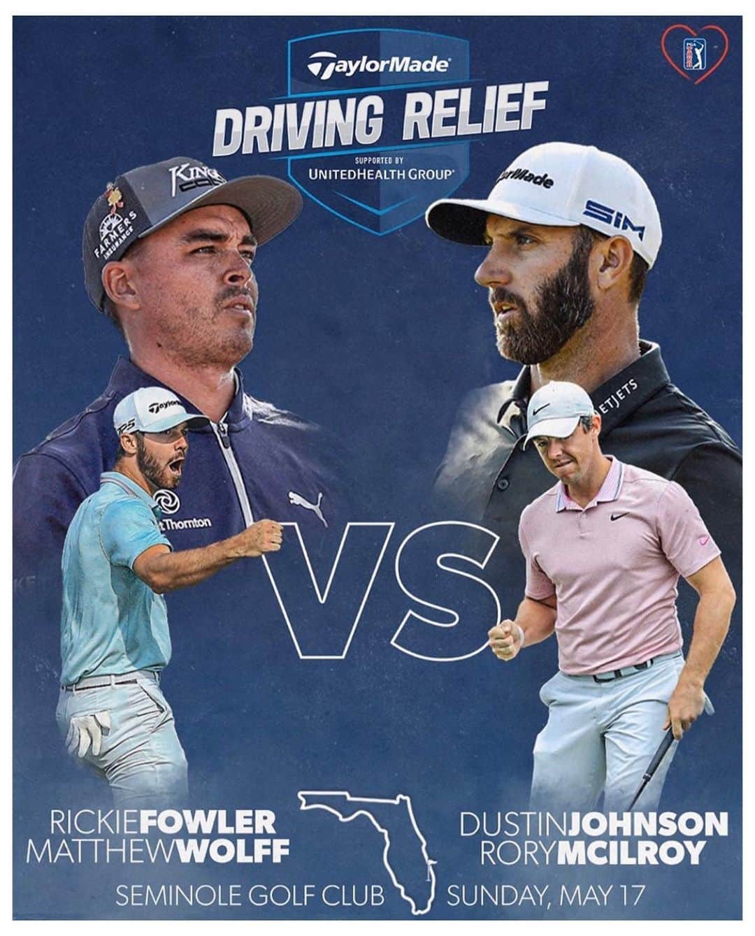 リッキー・ファウラーのインスタグラム：「Lets go partner @matthew_wolff5 !! 5/17 we tee it up against @rorymcilroy and @djohnsonpga in a 2 on 2 skins game at Seminole...we are synced up and ready to roll to benefit Covid-19 relief efforts!! Link in bio for more info and ways to watch the live action」