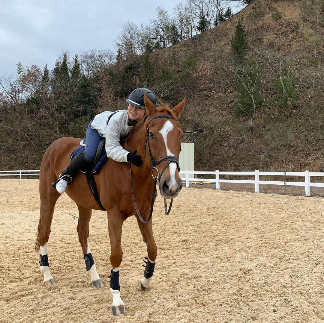 森田遥さんのインスタグラム写真 - (森田遥Instagram)「今年オフの時の乗馬🐴 やっぱり競馬も好きやけど乗ったり触れ合ったりする方が好きかなぁ。でも一線で戦ってる子はカッコええなぁ。でも見るより乗りたいなぁ。でも競走馬にいつか乗ってみたいなぁ。無理かぁ。🦄 #要するに最高  #お馬さん最高 #走るときだけ馬になりたい #ritmo #ライディングクラブ  #リトモ #いつも優しく教えてくださりありがとうございます #🤎」5月4日 23時01分 - moritaharuka5588