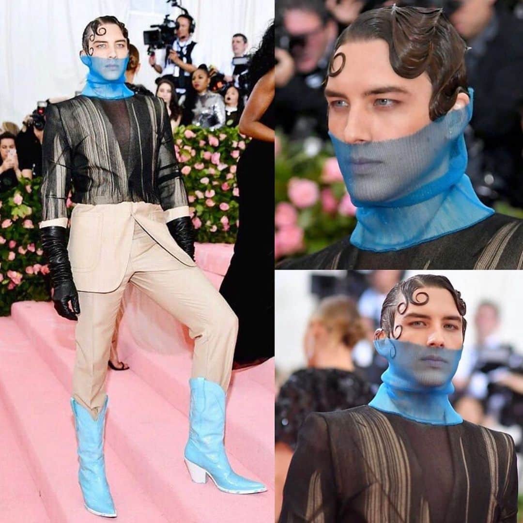 ニコラ・フォルミケッティのインスタグラム：「Met Gala 2019 💙 @codyfern in @maisonmargiela @johnligas 🦋  hair by @koji_ichikawa , fashion direction by me 🙏🏼 #metgala 👽」