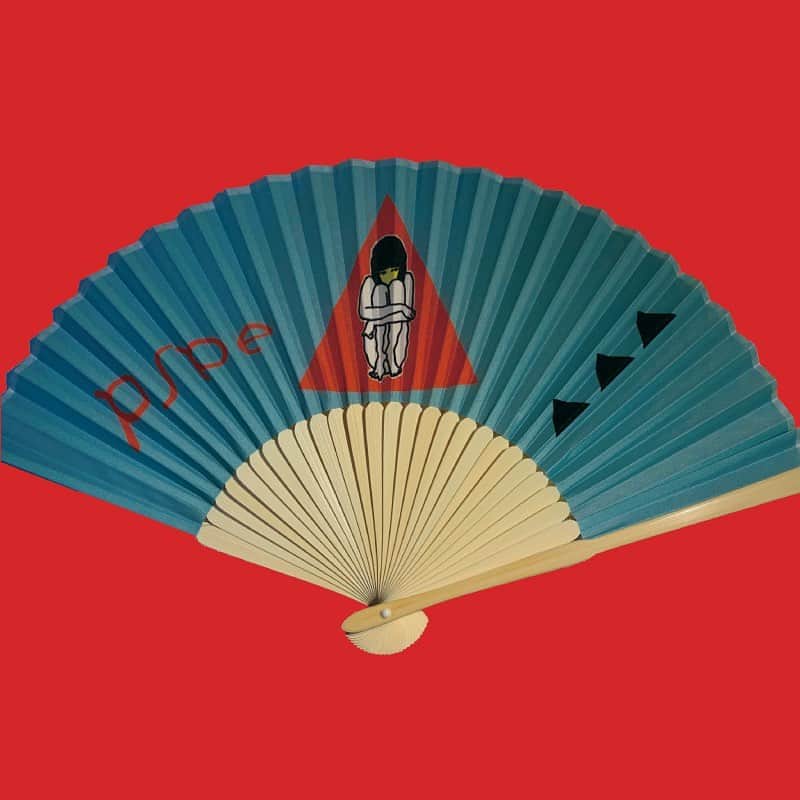 パスピエのインスタグラム：「▶︎TUI扇子(水色) 本日昼12時-販売になります。 詳しくはHPにて△  PSPEロゴも少し歪んでいます、 可愛いですね。」