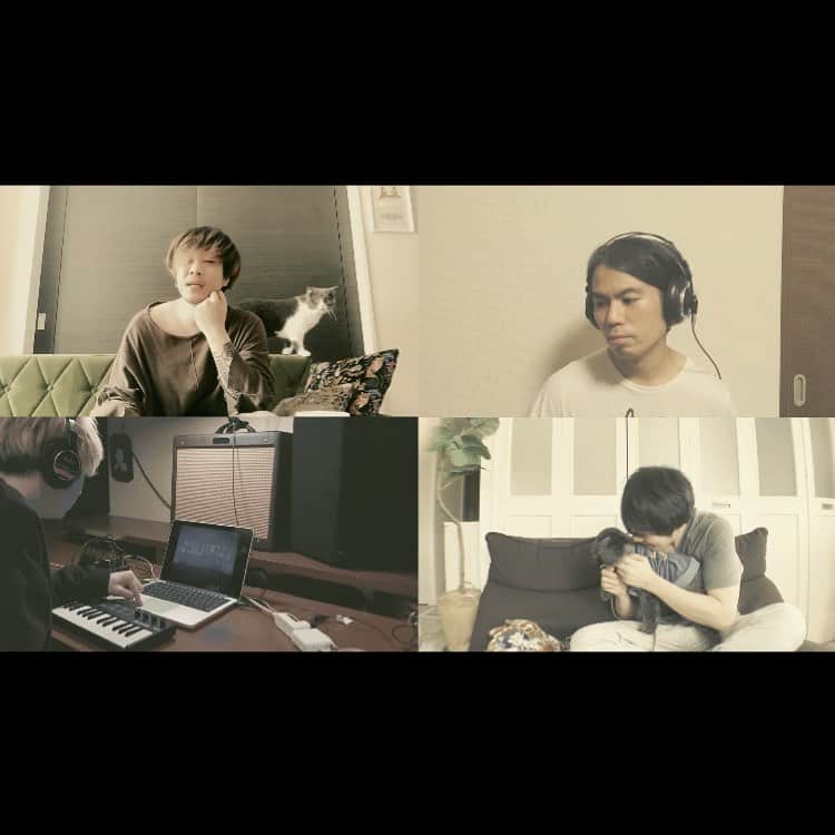 宇野剛史のインスタグラム：「それぞれの在宅ワーク中。  #quadrangle #stayhome #band #japaneseband」