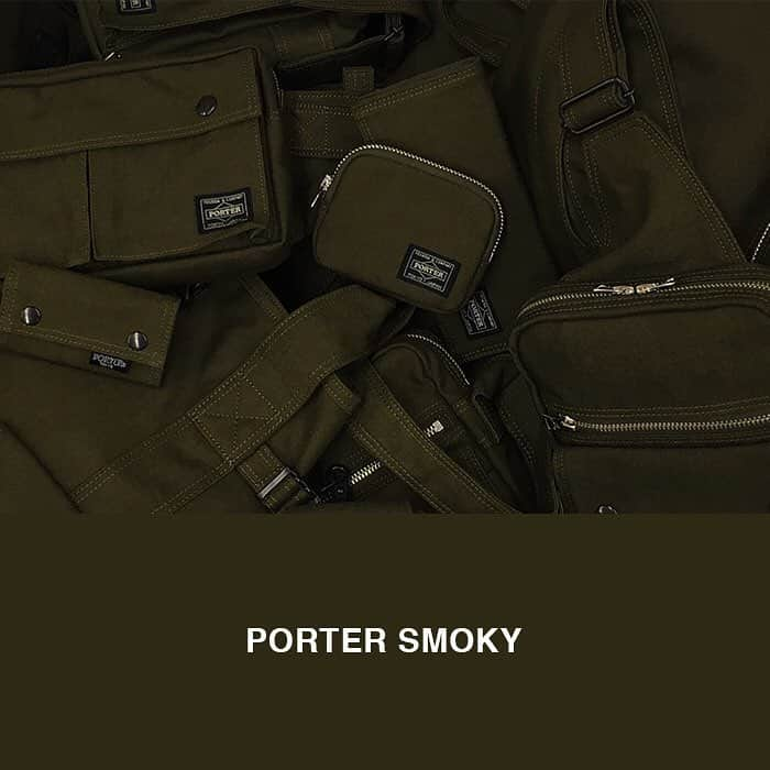 吉田カバン グランフロント大阪 のインスタグラム：「ポーターブランドを代表する大人気シリーズの一つ「PORTER SMOKY」に待望の新色オリーブが登場です。  コットン素材特有のナチュラルな表情と、ナイロンの持つ強さ・光沢感が相まった独特な風合いを持つオリジナルのコーデュラ®ダック生地を使用したカジュアルから小物、ビジネスアイテムまで揃う人気シリーズです。定番カラーの墨黒と呼ばれる淡いブラックと絶妙な色味のネイビーに加え、新たに追加されたオリーブはコットンとナイロン特有の素材感をさらに引き立たせ、今までにないミリタリー感を表現しています。 オリーブカラーは、既存型からセレクトした計17型のラインナップです。  このカラーは、クラチカ ヨシダ（表参道・丸の内・大阪）、PORTER STAND（品川駅店・東京駅店）、KURA CHIKA by PORTER、オフィシャルオンラインストアでの限定展開です。  発売日：11月3日（金）  是非この機会に店頭でお手にとってご覧ください。  A new olive color will be released from one of our best sellers “PORTER SMOKY” series. "SMOKY" is a series of casual styles, small accessories to briefcases with a combination of the naturalness of cotton and the durability/shininess of nylon which creates a brand new type of fabric which could not be found anywhere else. Along with the standard "sumikuro" (ink black) and the exquisite navy color, the new olive color makes the cotton/nylon mixture to stand out and also brings a strong military impression to the bag. The olive color comes in 17 styles all from the existing styles.  This color is exclusively available at KUR CHIKA YOSHIDA (Omotesando, Marunouchi, and Osaka), PORTER STAND (Shinagawa Station and Tokyo Station), KURA CHIKA by PORTER, and our offical online store.  Release date: November 3rd (Fri)  Please take a look at them in store on this occasion.  #yoshidakaban #porter #luggagelabel #吉田カバン #ポーター #porteryoshida #kurachikayoshida #porterstand #kurachikabyporter #madeinjapan #japan #instagood #instalike #instabag #smoky #olive #zimbabwecotton #corduranylon」