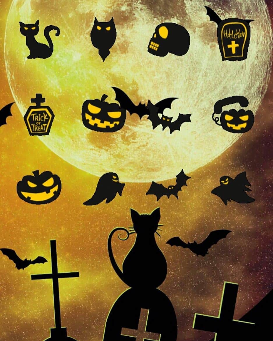 cocoppa officialのインスタグラム：「Happy Halloween🎃 #halloween #ghost #bat #star #pumpkin #moon #cat #kitty #night #cross #lovely #shine #cute #girls #love #kawaii #orange #beautiful #homescreen #wallpaper #icon #cocoppa #instagood #instagram #instalike #instapic #instagramer #instadaily #instahappy #instapicture」