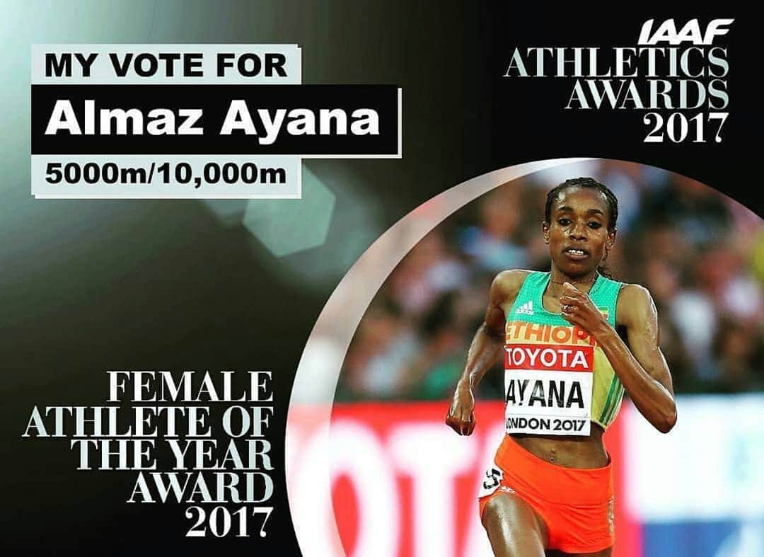 アルマズ・アヤナ・エバのインスタグラム：「Make sure to vote. @iaaf_athletics」