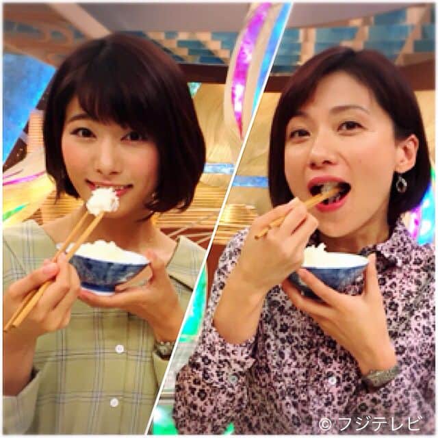 フジテレビ「とくダネ！」のインスタグラム：「な、なんと！！ フォロワーさんが4000人を突破しておりました🙇ありがたい…！！ 今日はOAでブランド米の#新之助 をいただきました🍚✨ 食欲の秋ですねぇ🌾  今日の梅津アナは小花柄のブラウスでエレガントコーデ、海老原アナは抜襟ワンピースでトレンドコーディネートでした👗 ✴️梅津アナ Tops＆Skirt☞#HANAE MORI ✴️海老原アナ onepiece☞#MIIA(#ミーア) #とくダネ #梅津弥英子 #海老原優香 #女子アナコーデ #スタイリスト #岡のぞみ #ブランド米 #いただきます」