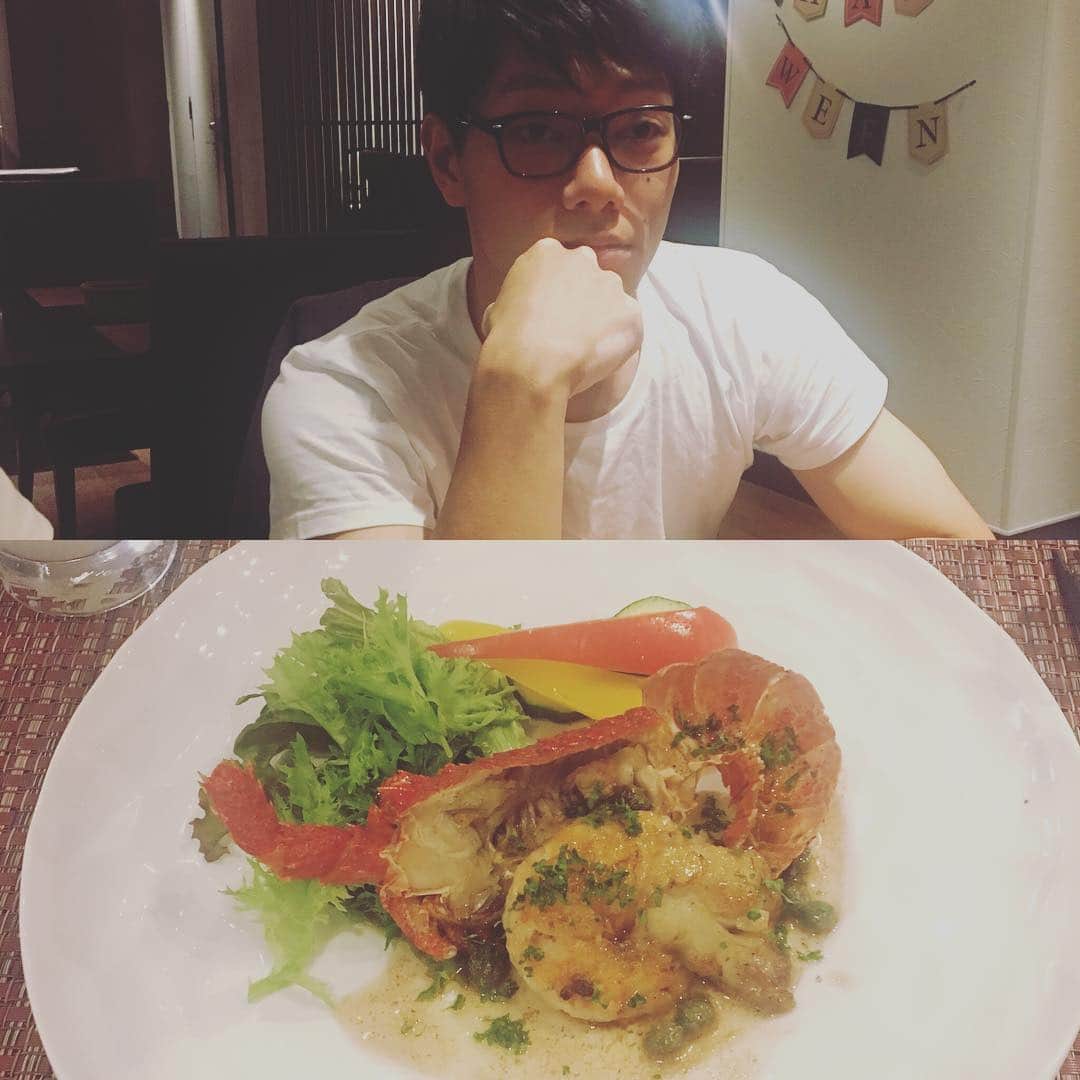 八百板卓丸のインスタグラム：「田中さん合流しました✌️ 一緒にイタリアン🍽 #田中さん #25 #CSお疲れ様 #フェニックスリーグ」
