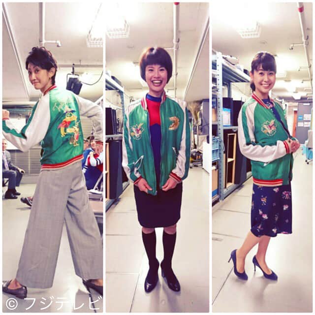 フジテレビ「とくダネ！」のインスタグラム：「みなさんこんにちは！東京はまたまた雨に逆戻り☔️さむーい水曜日です😖みなさんの所はいかがですか？  番組で山中アナがプレゼンしたスカジャン 大人気でした！製造元からおかりしてきました😌ありがとうございます！  #とくダネ #とくダネファミリー #笠井信輔 #阿部悦子 #森本さやか #山中章子 #木下康太郎 #スカジャン #中の人イエロー」