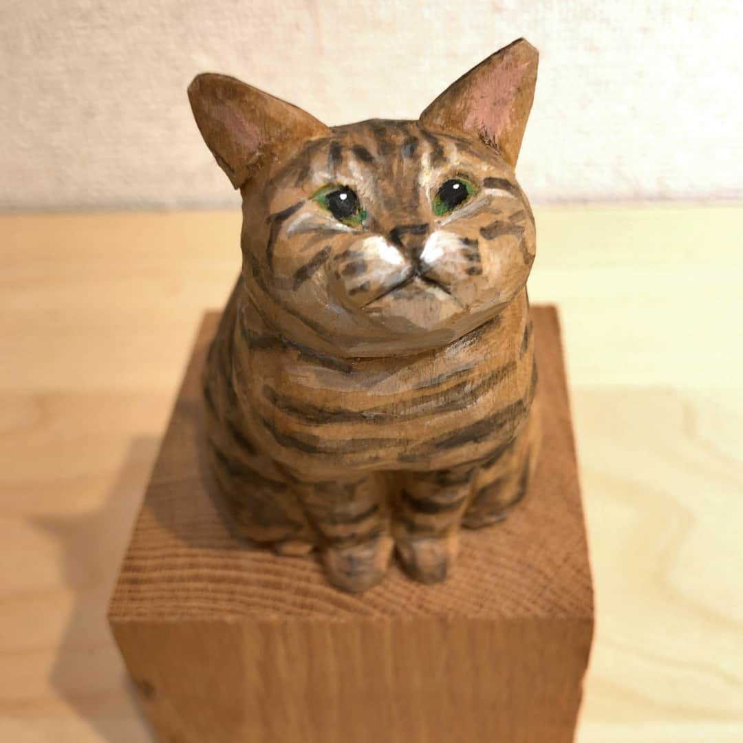 Musashiさんのインスタグラム写真 - (MusashiInstagram)「バンナイリョウジさん( @yamaneko5656 )の個展「小さな木彫りの猫 3」に行ってきました。かわいい木彫りの猫だらけの幸せ空間です。癒されたー🐈 #mck #cat #キジトラ」10月28日 22時02分 - _daisy