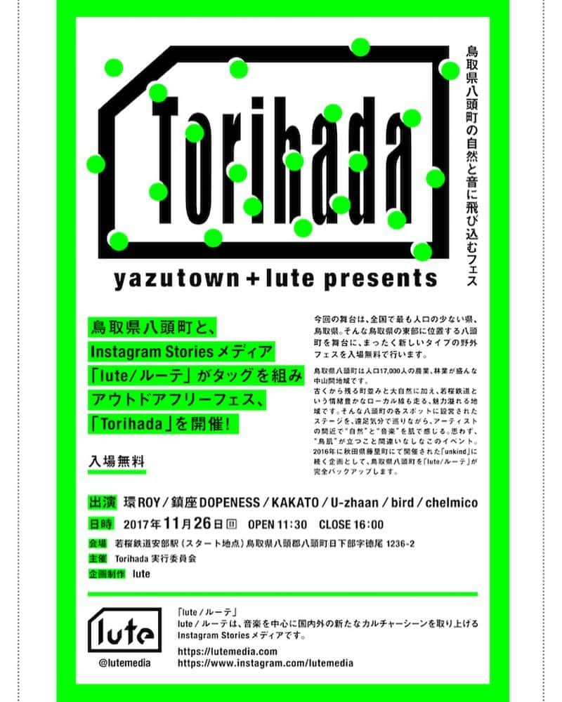 birdさんのインスタグラム写真 - (birdInstagram)「今週末11/26（日）は Torihada @鳥取県八頭町 に参加します！ 鳥取県、鳥肌、鳥（わたし）、鳥がいっぱいだぁ🐤 お近くのみなさん、ぜひ遊びに来てください〜  #Torihada #music #live #鳥取県 #bird」11月24日 10時19分 - birdwatchnet