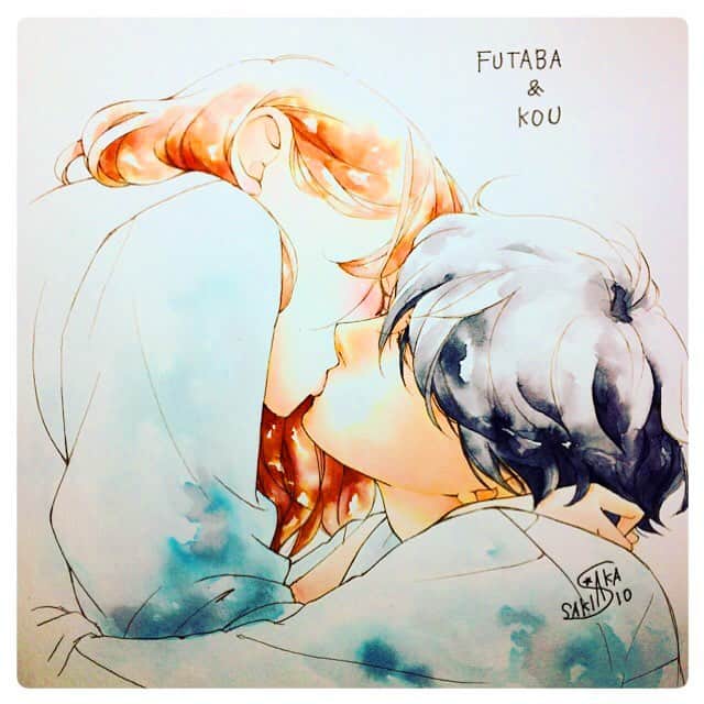 咲坂伊緒さんのインスタグラム写真 咲坂伊緒instagram 5秒後のふたり アオハライド13巻カバー参照 アオハライド 双葉 洸 イラスト Aoharuride Futaba Kou Illustration 11月4日 21時43分 Sakisaka10