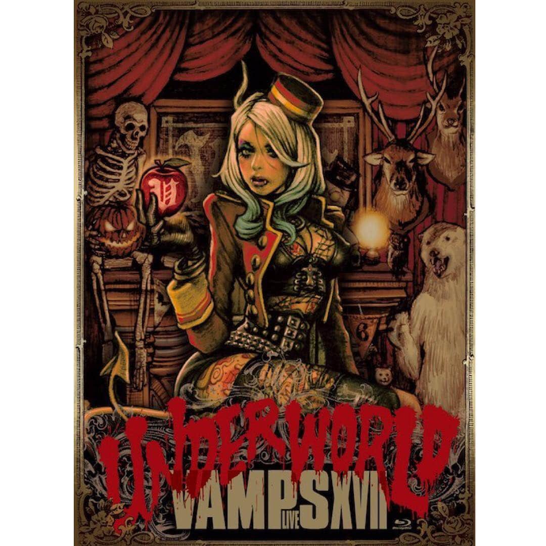 VAMPSのインスタグラム：「The cover design for 12/6 release of LIVE DVD & BD ”VAMPS LIVE 2017 UNDERWORLD” is revealed!  Pre-order yours now! . 12月6日発売 LIVE DVD & BD『VAMPS LIVE 2017 UNDERWORLD』ジャケット写真公開! ただいま絶賛予約受付中です! #vamps2017 #underworld」