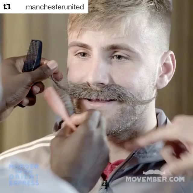 ルーク・ショーのインスタグラム：「What do you think of our new look? 😂#Movember #MUFC  #Repost @manchesterunited  Help us decide which player wears the mo the best. United players help us celebrate Movember with the stars of #OrientExpressMovie」