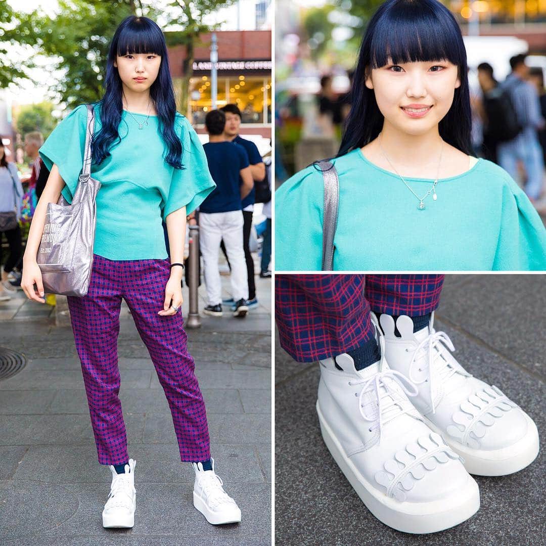 Harajuku Japanさんのインスタグラム写真 - (Harajuku JapanInstagram)「19-year-old Reinyan (@reinyan0313) on the street in Harajuku wearing a Zara top with plaid pants, milk crown platforms by the Harajuku brand Tokyo Bopper, an Opening Ceremony tote bag, and Vivienne Westwood necklace.」11月11日 5時04分 - tokyofashion