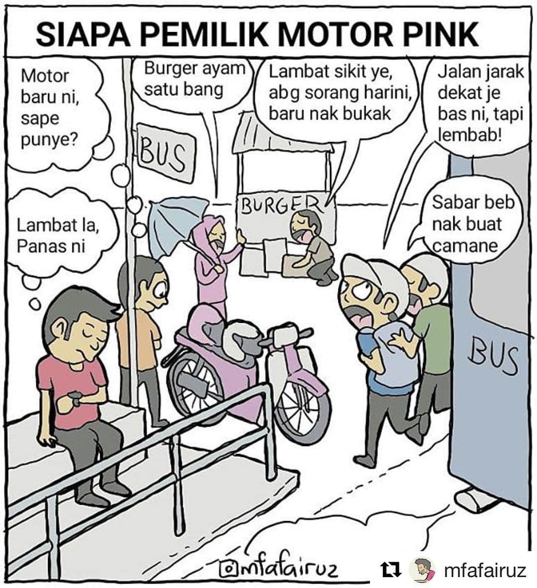 Koleksi Komik Malaysiaさんのインスタグラム写真 - (Koleksi Komik MalaysiaInstagram)「#Repost @mfafairuz with @repostapp ・・・ Siapa pemilik motor pink? . Nantikan jawapannya esok tepat jam 12 tengahari!」11月17日 13時40分 - tokkmungg_exclusive
