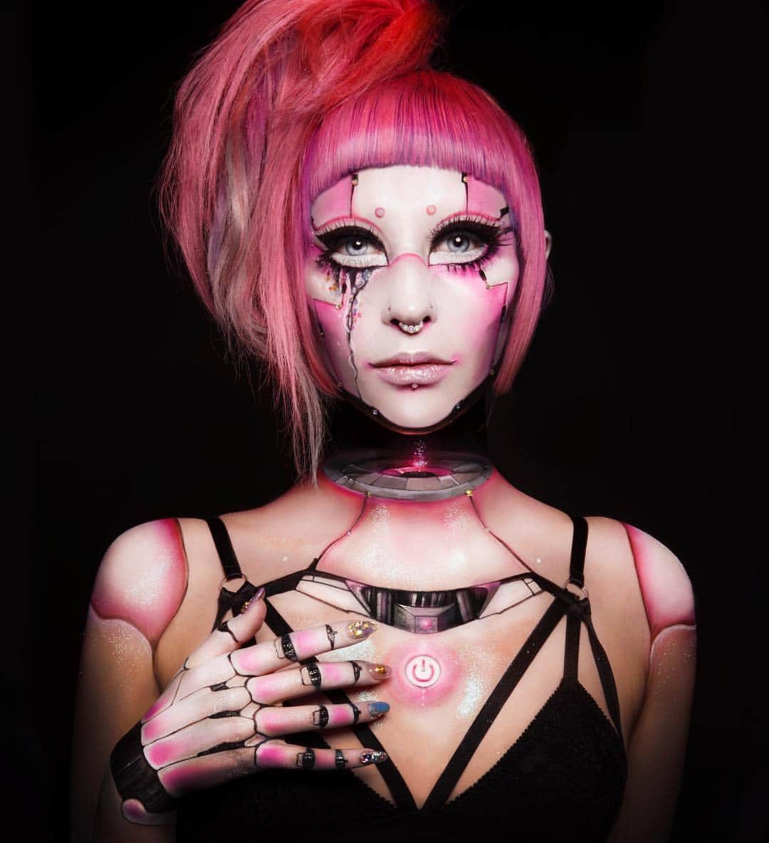 Amazing JIROさんのインスタグラム写真 - (Amazing JIROInstagram)「”Pink Crystal Cyborg”  Collaboration with : @dollfille Photo : @kodamax_photo  #cyborg #robot #facepaint #bodypaint #makeup #art #illusion #trickart #collaboration #pink #hair #piercing #bodyart #tokyo #nyc #サイボーグ #ロボット #フェイスペイント #ボディペイント #メイク #アート #トリックアート #コラボ #ピンク #ヘア #ピアス #東京 #ニューヨーク #halloweenmakeup #halloween」11月20日 3時42分 - amazing_jiro