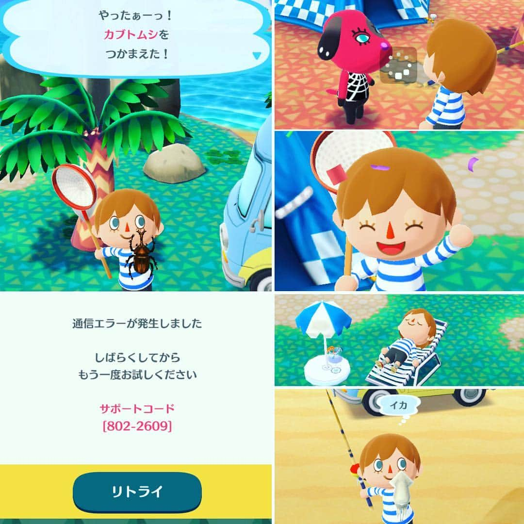 KiYOのインスタグラム：「#どうぶつの森ポケットキャンプ #通信エラー ばっかりで充電なくなるやんけ／(^o^)＼ . Almost unable to play #AnimalCrossingPocketCamp in the cause of #CommunicationError.. my #battery is running out 😂😂 . . #kiyonomo」