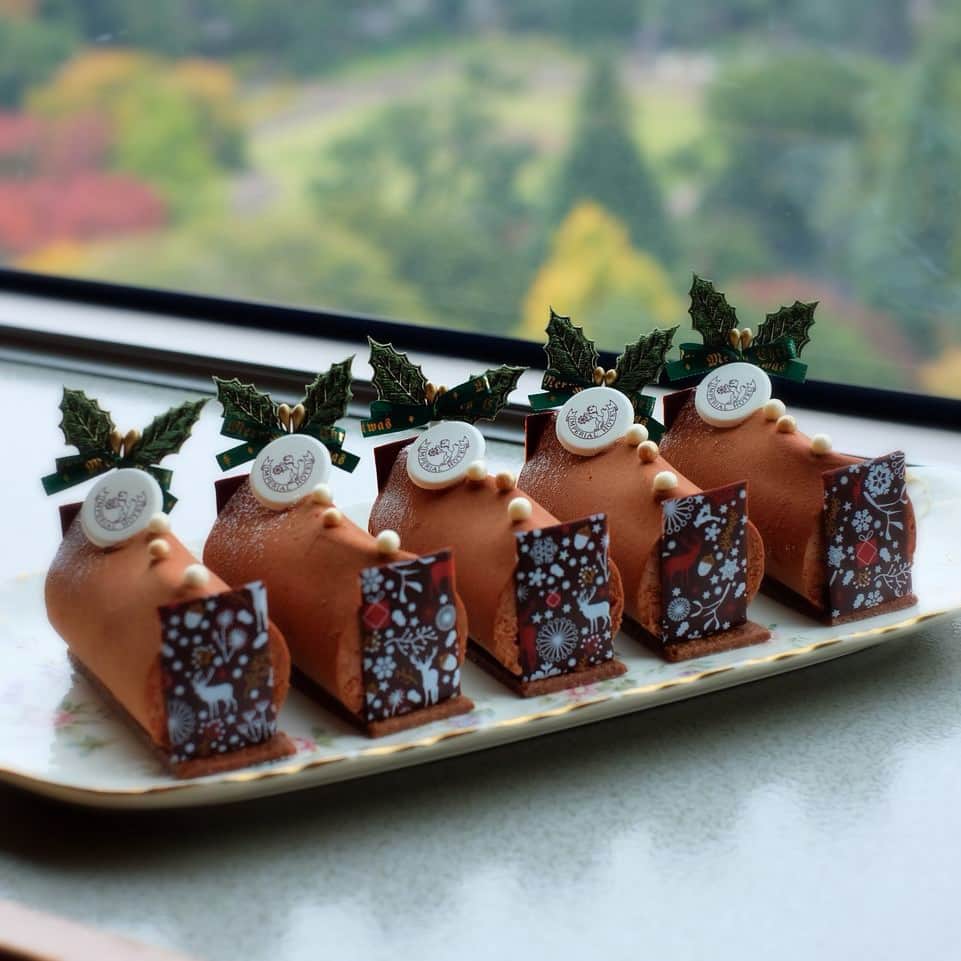 市川歩美さんのインスタグラム写真 - (市川歩美Instagram)「帝国ホテルのちいさなクリスマスケーキ「キャンドル」です。5個並べてみました。可愛いです💝「ガルガンチュワ」で12月1日から25日まで販売。チョコレートのムースの中にはベリーのコンポートとピスタチオのビスキュイ。カットすると赤と緑のクリスマスカラーに🎄可愛くて美味しいケーキです。キャンドルのような形もキュート、そして品格があります 。 @imperialhotel_jp_official #chocolate#chocolatecake#ilovechocolate#christmascake#帝国ホテルガルガンチュワ#帝国ホテル#imperialhotel#chocolatelover#chocolat#ショコラ#チョコレート#クリスマスケーキ#チョコレート大好き」11月23日 3時02分 - ayumichocolat
