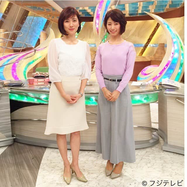 フジテレビ「とくダネ！」のインスタグラム：「🐼岸本パンダ🐼への沢山のコメントありがとうございます💖 ライブカメラで見られるシャンシャンにすっかり夢中になった梅津アナと海老原アナも番組が終わる頃には、いつもの落ち着きを取り戻しました🙇‍♀️ #とくダネ #梅津弥英子  #YUKI TORII #海老原優香 tops☞#laissepasse pants☞#untitled #久しぶりのパンツスタイル #女子アナコーデ」