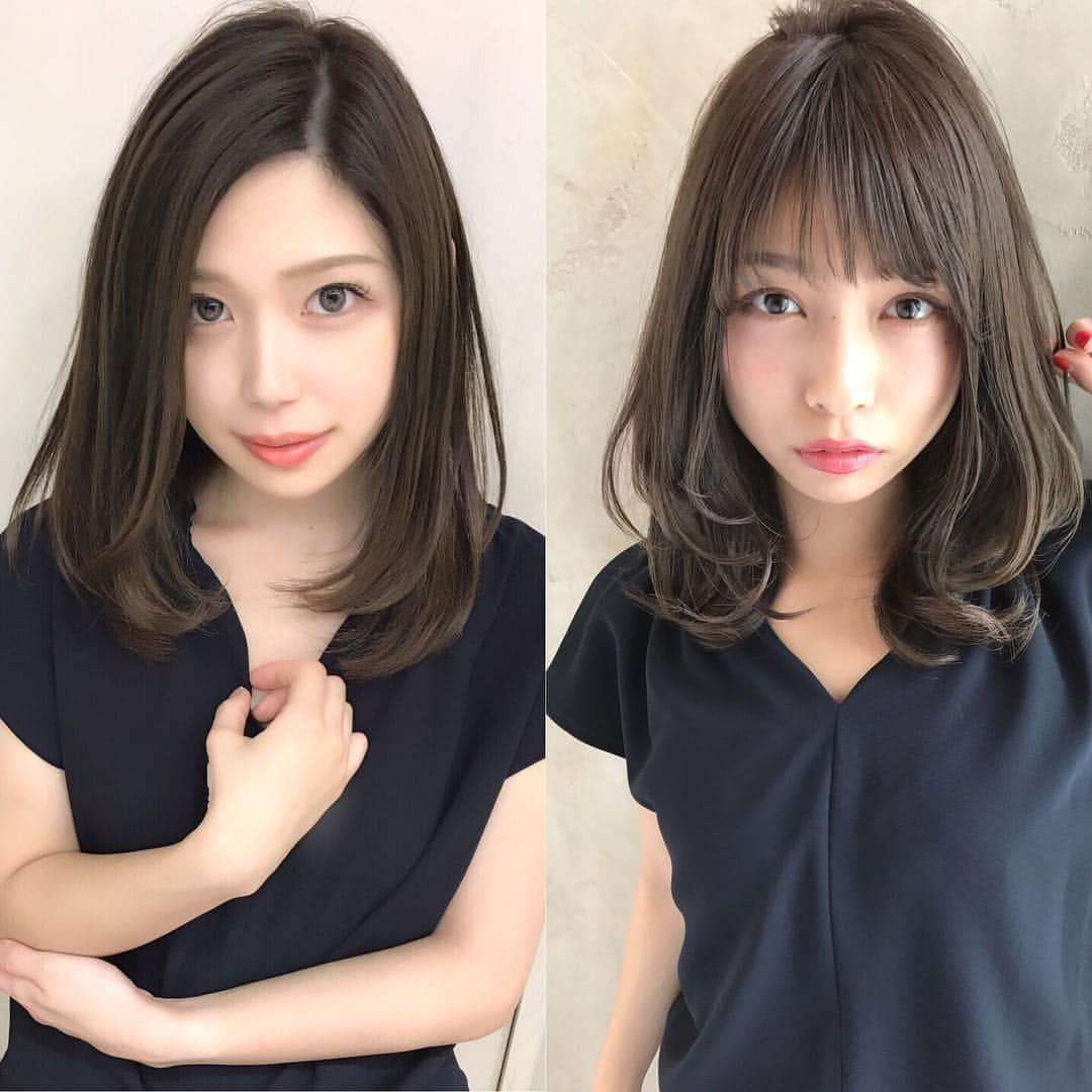 及川天和さんのインスタグラム写真 - (及川天和Instagram)「＊ ダブルヘアカタログ ＊ ・ 前髪あり？前髪なし？ 迷ったら及川にご相談ください😊✨👌 カラーはオフィスや学校で使えるステキなカラーにします！！🙇 カットはまとまりやすいように切らせて頂きます！！✨ ・ カラーもクリスマス🎄に向けての新作カラーもご用意してます🎅 ・ アフロートルヴア及川は透明感オフィスで使える暗髪が得意🌱＊ ・ ホームページのネット予約で可能です👌 ・ 透明感◎可愛いカラーにご興味あるかたは… ・ 及川のヘアカタログはプロフィールから見て頂ければ幸いです！！ ホットペッパーはブックマークがオススメです⭐️ ・ ＊ ご予約がとりずらくて申し訳ございません✂️ ＊ ・ #新宿 #アッシュ #オルチャン #イルミナカラー #前髪カット #color #メイク #前髪#おしゃれさんと繋がりたい #アイメイク #ミディアムヘア#ミディアム #トレンド #乃木坂46 #ボブ#makeup #cosme #石原さとみ #横浜 #l池袋 #グレージュ#外国人風#美人百花 #小嶋陽菜#白石麻衣#グレージュ #color #シースルーバング」11月28日 1時03分 - tenhouo