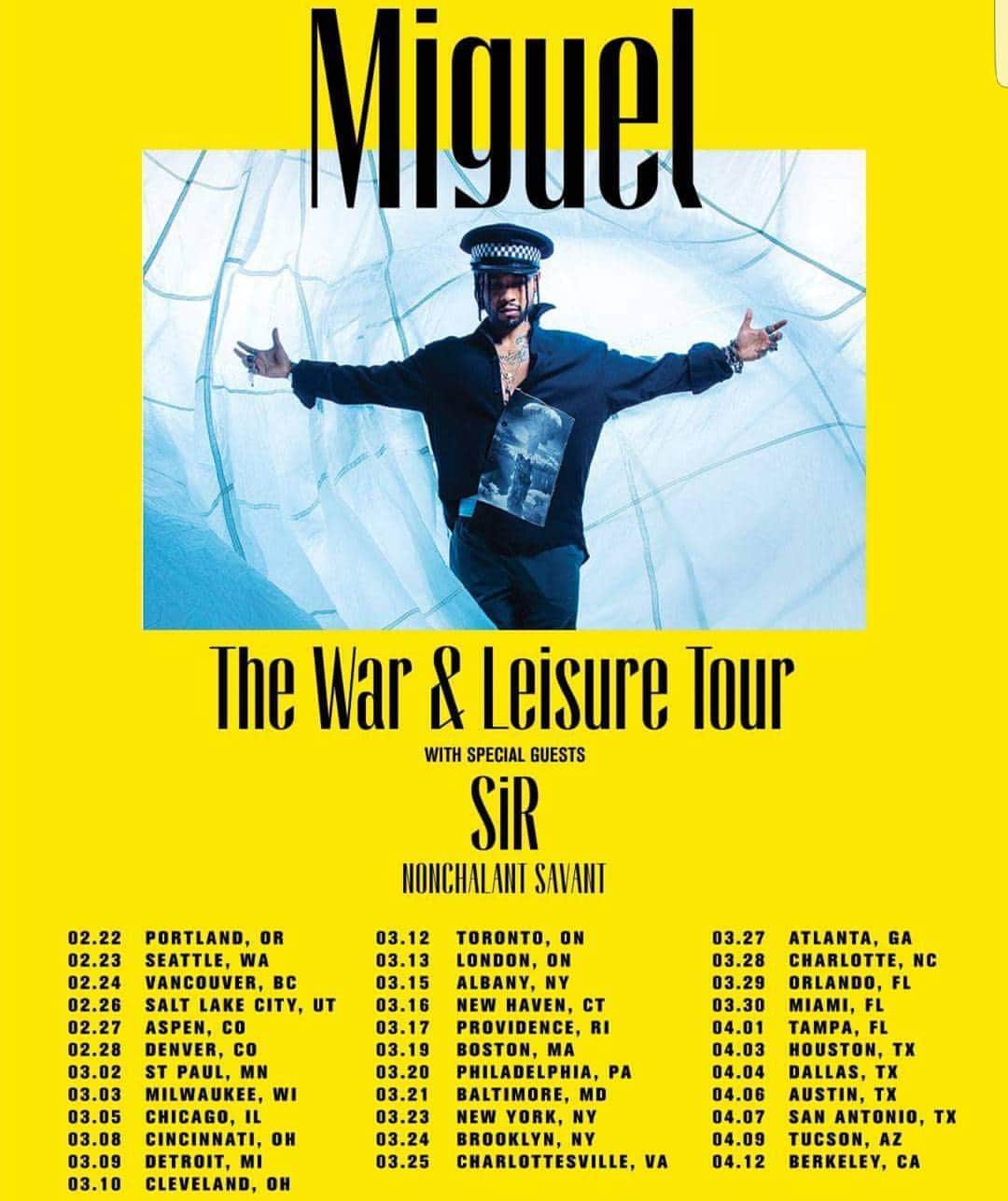 のインスタグラム：「Haven't posted in awhile, but I just can't help myself! Been waiting for my next concert since my last concert!!!!!! @MIGUEL @miguelswildheart CLEVELAND!!!!!!!!!! #wildheart #war&leisure #warxleisure #warxleisuretour」