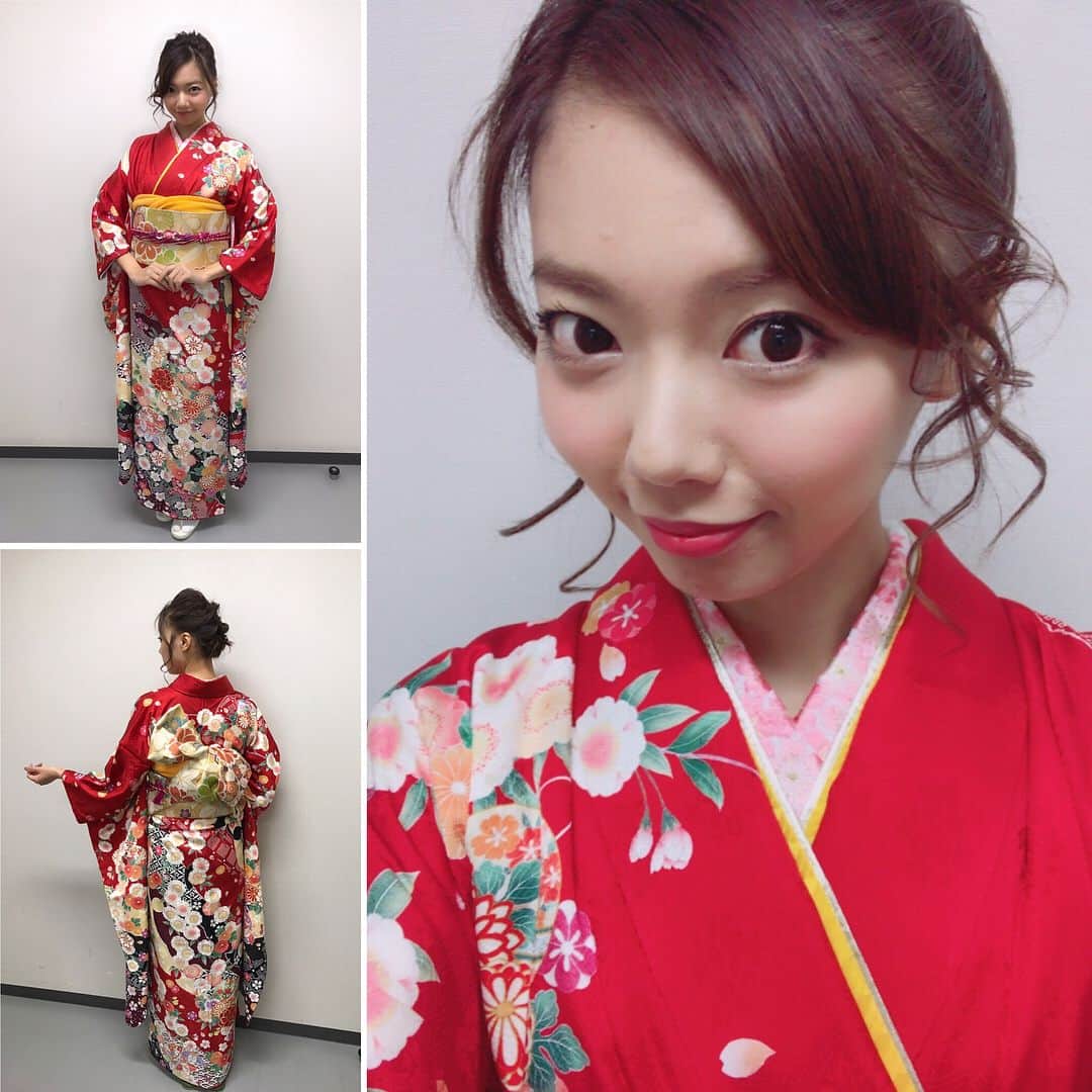 のインスタグラム：「👘新年の番組収録 一昨日は新年放送する番組の収録がありました❤️ 大好きなお着物で幸せ🙈💕 しかも振袖は華やかで更に好き！！ 和装って本当にいいですよね〜☺️ 毎日でも着たいくらい😍✨ また番組告知します✊🏻 お着物と着付けは 、 @nunokou_chiryu_shi  です👘👘👘 #キャッチ #和装 #着物 #振袖 #kimono #新年 #テレビ #着付け #和 #japan #日本 #hair #和装ヘア #ヘアアレンジ #hairarrange #instapic #ootd #衣装 #followme #きもの」