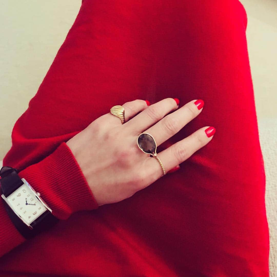 辻直子さんのインスタグラム写真 - (辻直子Instagram)「#GeorgJensen#ring#smorkyquartz #Vivianna50th#viviannatorunbulowhube#veryred #とてもすきよ  赤は赤だから とてもすきです💋」12月11日 22時15分 - naoko.ts
