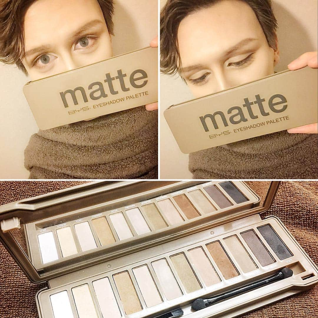 Mattのインスタグラム：「・ 先日素敵なプレゼントを頂きました♥️🐾 最近ハマってるマットな質感のアイシャドウパレット🎨 #byseyeshadow  最高なブラウンのグラデーション🍫 Thank you so much 🥂 "e"がなければMattだね😂」