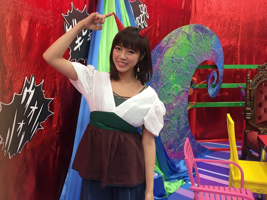 わちみなみのインスタグラム：「バカリズム地獄ありがとうございました(^o^) . 楽しかったです🌸 . ツノです。鬼ギレできたかな？ . #バカリズム地獄 #わちみなみ #バカリズム さん #ツノ #鬼 #鬼ギレ」