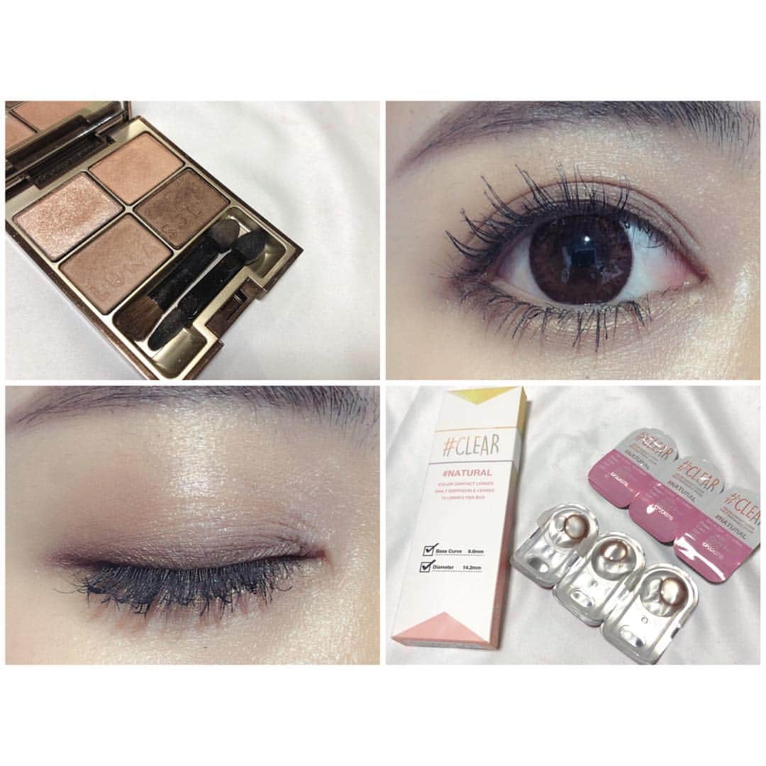Mihoのインスタグラム：「▼ makeup . . 今日のメイク❣️ . . ルナソルのスキンモデリングアイズ01を使いました💄 . 1番濃い色をまつ毛きわに太めにアイラインのように引いたら奥行きが出て、大人っぽくなる◎ . ルナソルのシャドウってやっぱ上品で綺麗✧ . でも、iPhone8やっぱりカメラの色味変で、赤みが強くでてアイシャドウの色が写らない(´ ；ω； `) . どうしたら綺麗に撮れるのでしょうか。笑 . . カラコンは# CLEARのダブルブラウン💓 ( @witchsshop @pruly_carakon ) . 赤みのあるブラウンで、細いフチが瞳をパッチリ見せてくれる(*´꒳`*) . なんと10枚入り990円という安さ😍 まとめ買いするともっとお得です❣️ . おすすめ❤︎❤︎ . . . . #makeup #CLEAR #eyemakeup #lunasol #eyeshadow #cosmetics #beauty #メイク #アイメイク #カラコン #ルナソル #アイシャドウ #クリア #ワンデー #プリュリー #ワンデーカラコン」