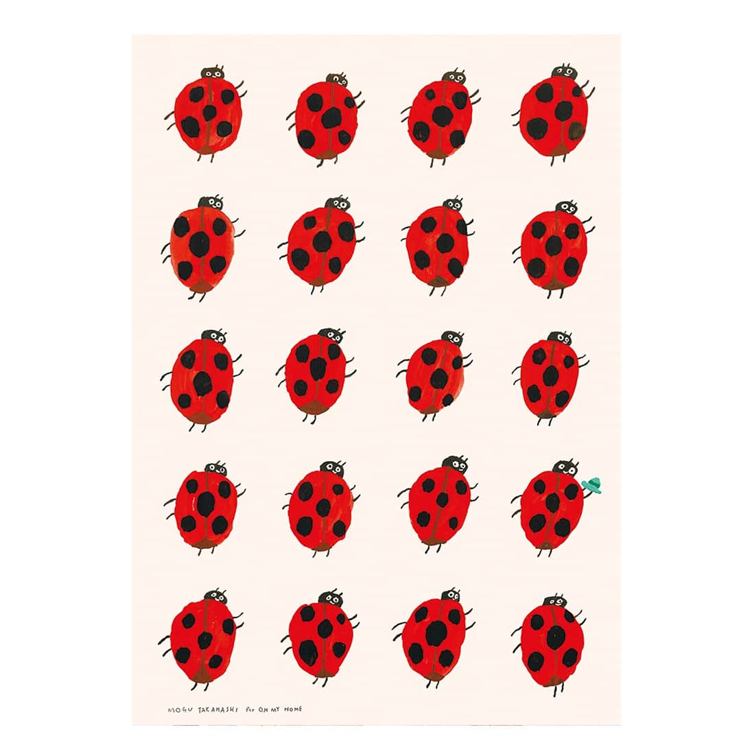 Mogu Takahashiのインスタグラム：「My new posters have released from @ohmyhome in Netherlands! Now available 3 designs online, Lady Bugs, A pigeon and Yellow Windmill : - ) オランダの OH MY HOMEよりポスター3種が発売になりました。ご購入は、@ohmyhome のウェブより。#mogutakahashi #ohmyhome」