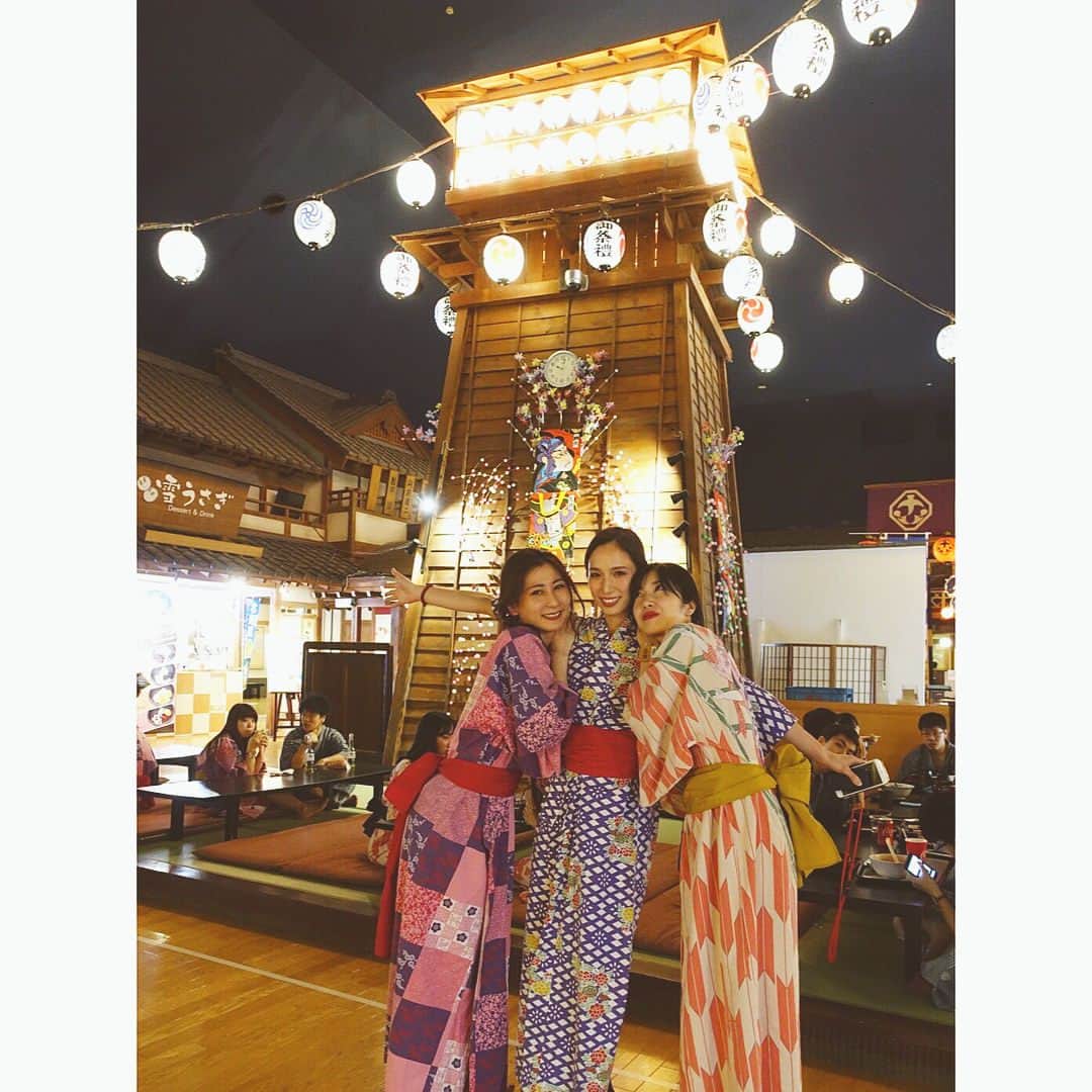 のインスタグラム：「大江戸温泉物語♨️ . . . #新年会 #大江戸温泉 #浴衣 #縁日 #射的 #ゲームセンター #太鼓の達人 #堪能しまくった〜 #楽しかった」