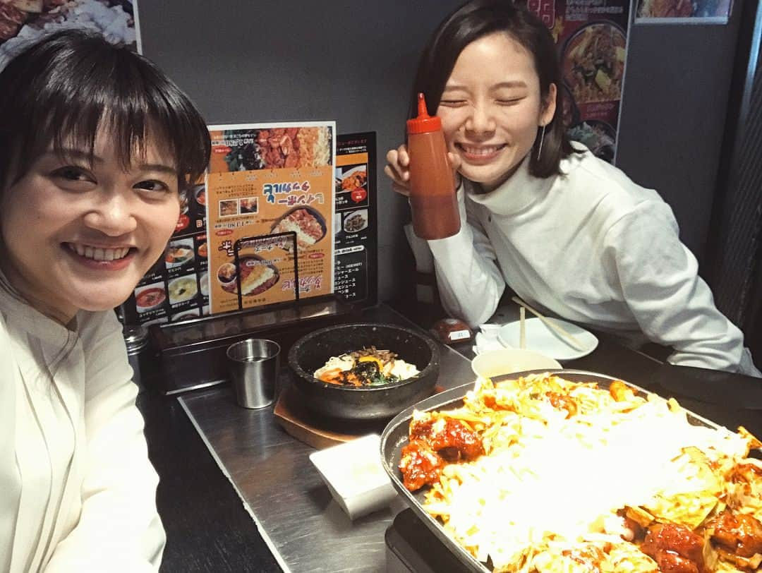 朝日奈央さんのインスタグラム写真 - (朝日奈央Instagram)「ふぅと韓国料理も食べに行ったんだ🤩❤️ チーズタッカルビとビビンバ美味しすぎて2人でずっと感動してた😭🧀 あーーーもう食べたい🤤🔥 韓国料理って美味しいよね😍 #新大久保#韓国料理#韓国#チーズ#チーズタッカルビ#ビビンバ」1月15日 20時17分 - pop_step_asahi