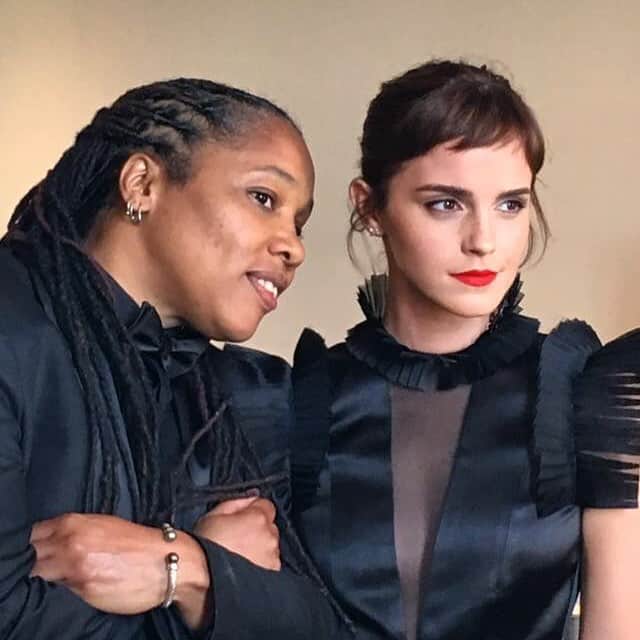 エマ・ワトソンのインスタグラム：「Marai- what can I say. You were the best date on the most meaningful red carpet I have ever walked. Thank you for being so darn articulate and fun. Thank you for the trust, care, compassion and solidarity. I am so proud to say I work with #Imkaan and the End Violence Against Women Coalition and to be learning from you. Emma 💪 @jusmarai」