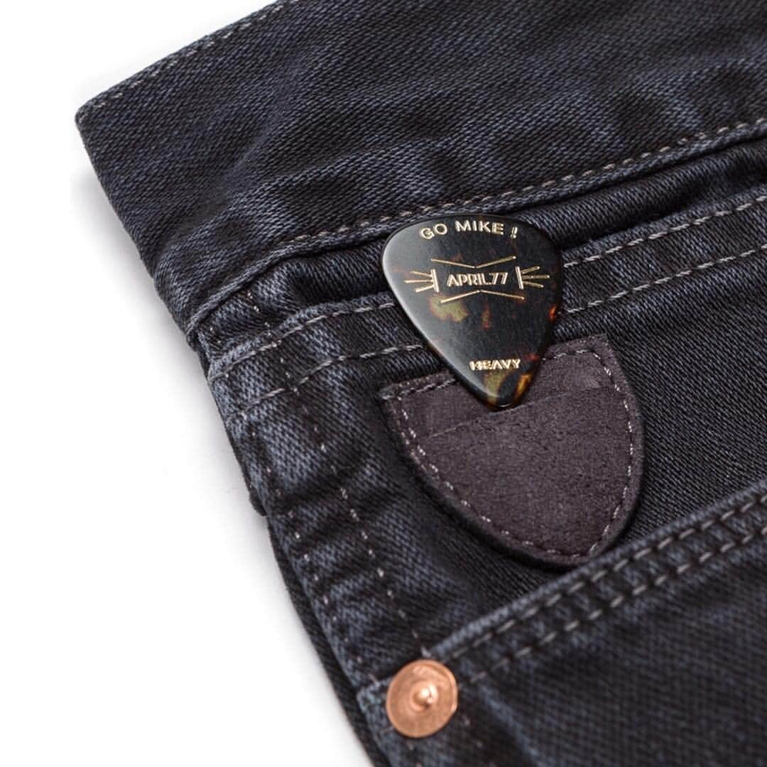 エイプリル77のインスタグラム：「Signature guitar plectrum pocket in vegan leather! #april77 #april77jeans」