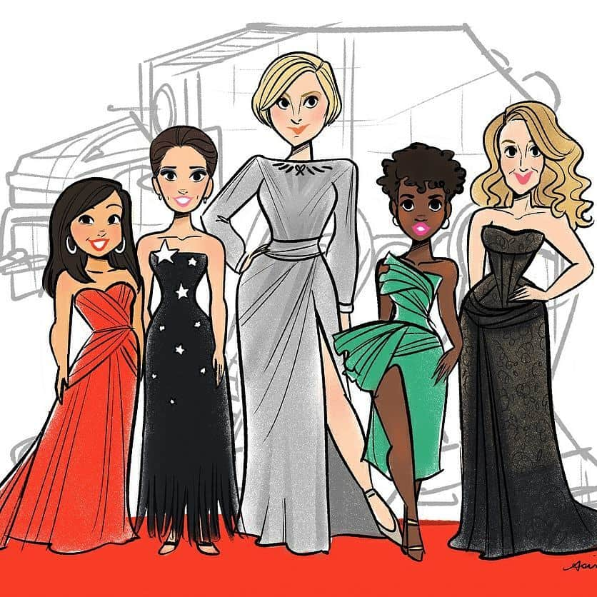 ルピタ・ニョンゴさんのインスタグラム写真 - (ルピタ・ニョンゴInstagram)「#FanArtFriday the red carpet women of #TheLastJedi thanks to @asiadraws. ・・・ #starwars #daisyridley #gwendolinechristie #lauradern #kellymarietran」12月23日 0時27分 - lupitanyongo